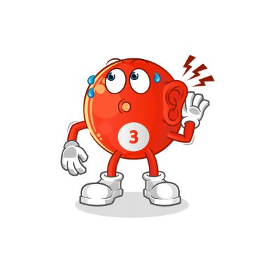 Kırmızı bilardo topu dinleme vektörü. çizgi film karakteri