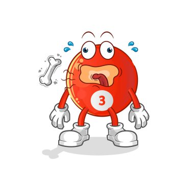 Kırmızı bilardo topu geğirme maskotu. çizgi film vektörü