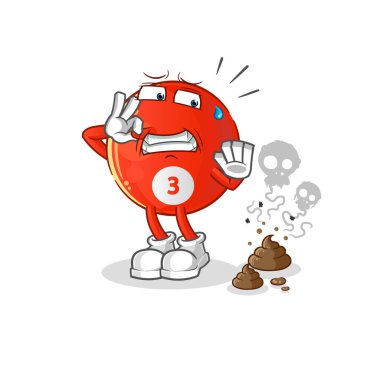 Pis kokulu resimli kırmızı bilardo topu. karakter vektörü