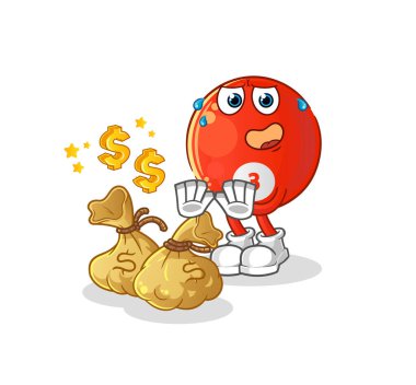 Kırmızı bilardo topu para resimlerini reddediyor. karakter vektörü