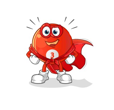 Kırmızı bilardo topu kahraman vektörü. çizgi film karakteri