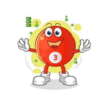 Kırmızı bilardo topu tam batarya karakteri. çizgi film maskotu vektörü