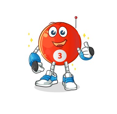 Kırmızı bilardo topu robot karakteri. çizgi film maskotu vektörü