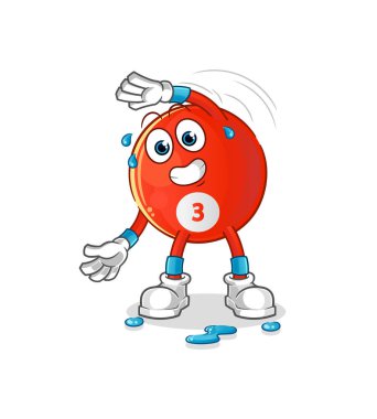 Kırmızı bilardo topu germe karakteri. çizgi film maskotu vektörü