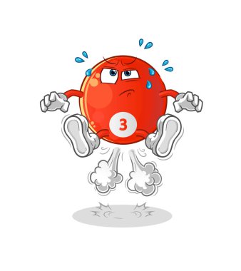 Kırmızı bilardo topu osuruk zıplama illüstrasyonu. karakter vektörü