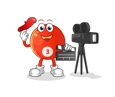 Kırmızı bilardo topu direktörü maskotu. çizgi film vektörü