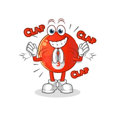 Kırmızı bilardo topu alkışları illüstrasyon. karakter vektörü