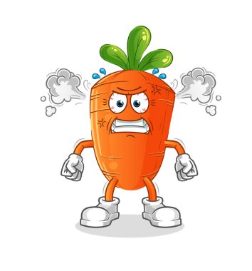 Havuç çok kızgın bir maskot. çizgi film vektörü