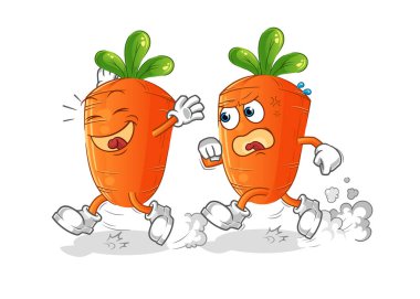 Havuç kovalamaca çizgi filmi. çizgi film maskotu vektörü