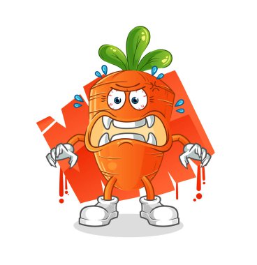 Havuç canavarı vektörü. çizgi film karakteri