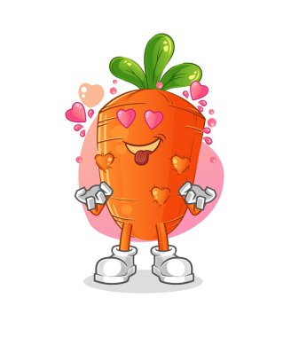 Havuç düşen aşk vektörü. çizgi film karakteri