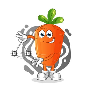 Havuç hipnotize eden çizgi film. çizgi film maskotu vektörü