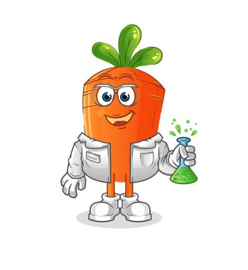 Havuç bilimci karakteri. çizgi film maskotu vektörü