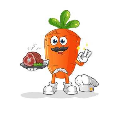 Et maskotlu havuç şefi. çizgi film vektörü