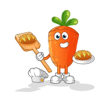 Ekmekli havuç fırını. çizgi film maskotu vektörü