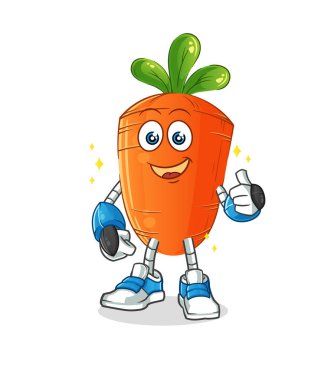 Havuç robot karakter. çizgi film maskotu vektörü