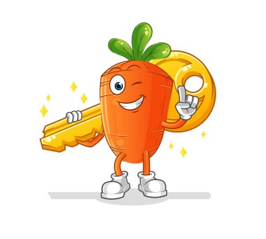 Havuç anahtar maskotu taşır. çizgi film vektörü