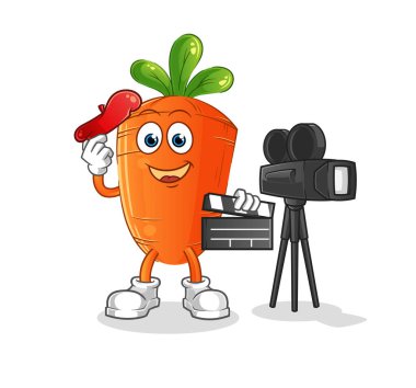 Havuç direktörü maskotu. çizgi film vektörü