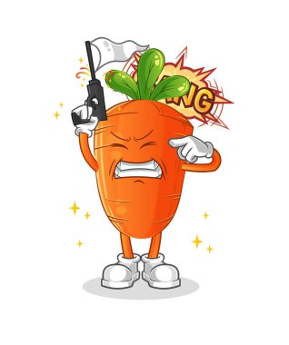 Havuç uyarı atışı maskotu. çizgi film vektörü