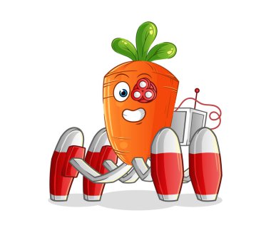 Havuç gelecekteki robot vektörü. çizgi film karakteri