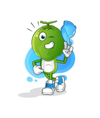 Yeşil hindistan cevizi kafalı çizgi film genç erkek karakter çizgi filmi