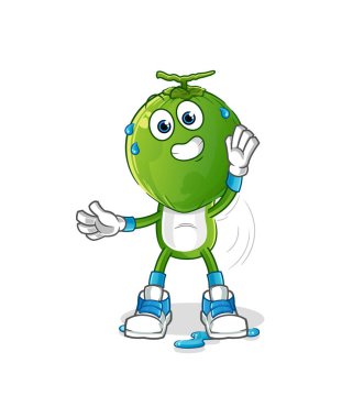 Yeşil hindistan cevizi kafalı çizgi film karakteri. çizgi film maskotu vektörü