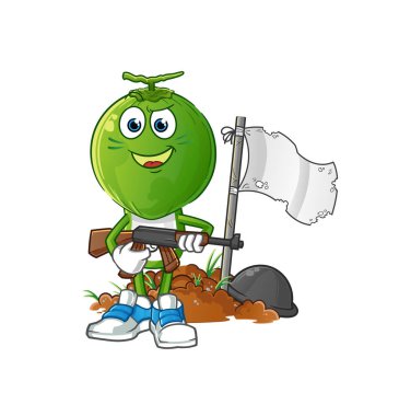 Yeşil hindistan cevizi kafalı çizgi film karakteri. çizgi film maskotu vektörü