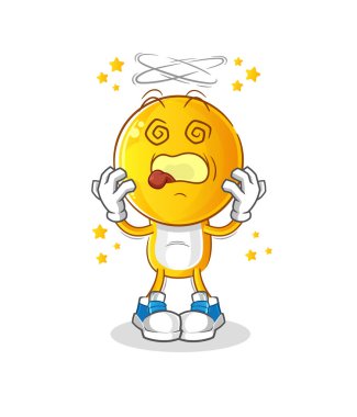 Çizgi film başındaki baş döndürücü maskot. çizgi film vektörü