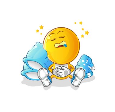 Uyuyan çizgi film karakteri. çizgi film maskotu vektörü