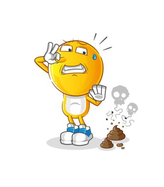 Kokuşmuş atık resimli emoticon kafa karikatürü. karakter vektörü