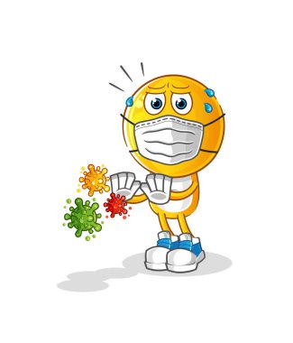 Çizgi film karakteri virüsleri reddediyor. çizgi film maskotu vektörü