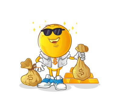 Çizgi film yıldızı zengin karakter. çizgi film maskotu vektörü