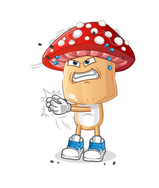 Kırmızı mantar kafalı çizgi film karakteri. çizgi film vektörü
