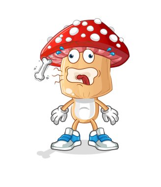 Kırmızı mantar kafalı çizgi film geğirti maskotu. çizgi film vektörü