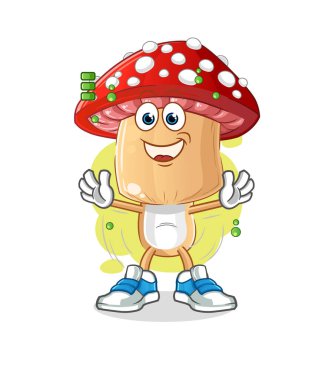 Kırmızı mantar kafalı çizgi film karakteri. çizgi film maskotu vektörü