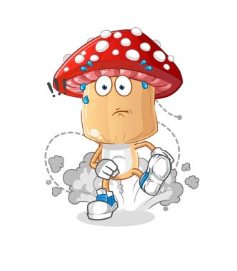 Kırmızı mantar kafalı karikatür çizimi. karakter vektörü