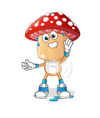 Kırmızı mantarlı çizgi film karakteri. çizgi film maskotu vektörü