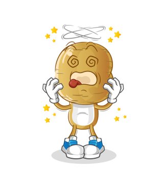 Patates kafalı çizgi film baş döndürücü maskotu. çizgi film vektörü