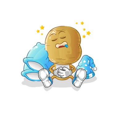 Patates kafalı uyuyan karakter. çizgi film maskotu vektörü