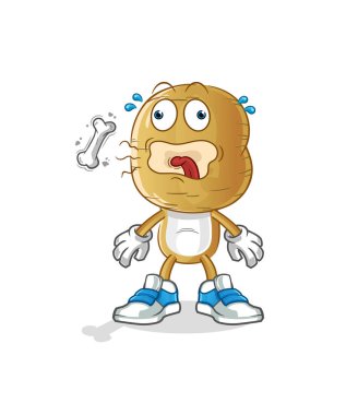 Patates kafalı çizgi film geğirme maskotu. çizgi film vektörü