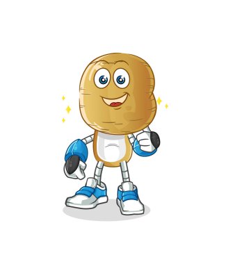 Patates kafalı robot karakter. çizgi film maskotu vektörü