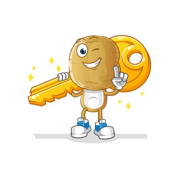 Patates kafa çizgi filmi anahtar maskotu taşır. çizgi film vektörü