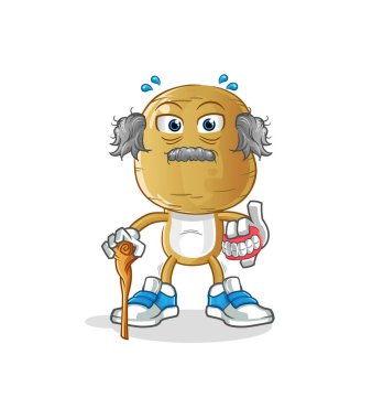 Patates kafalı, çizgi film karakteri, beyaz saçlı yaşlı adam. karakter vektörü