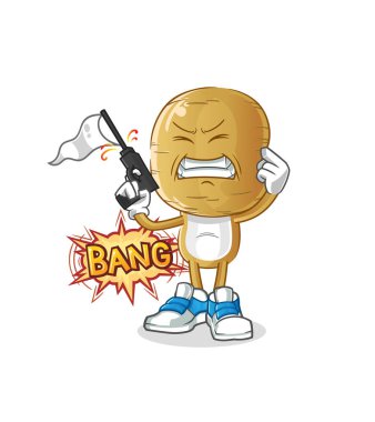 Patates kafalı çizgi film uyarı maskotu. çizgi film vektörü