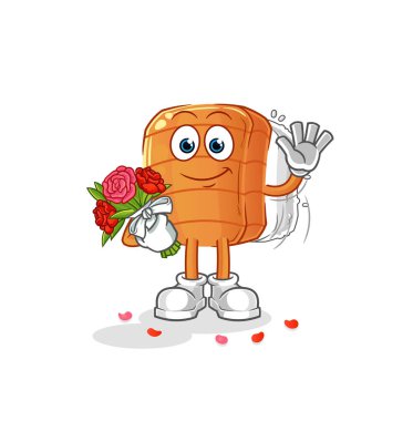 Buket maskotlu suşi. çizgi film vektörü