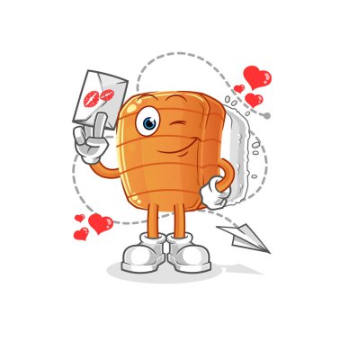 Suşi aşk mektubu illüstrasyonu. karakter vektörü