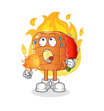 Suşi sıcak biber maskotu yer. çizgi film vektörü