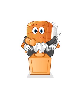 Sushi yargıcının elinde tokmak var. karakter vektörü