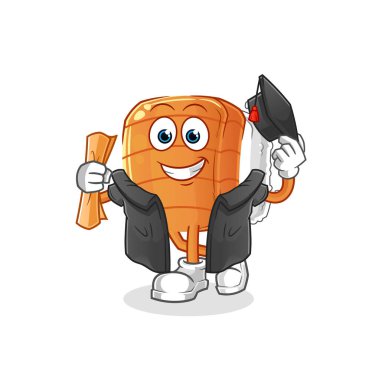 Sushi mezuniyet vektörü. çizgi film karakteri