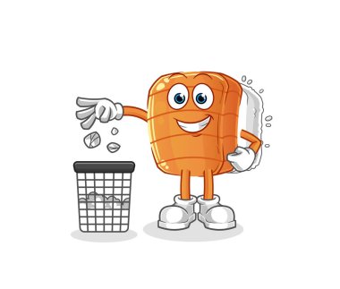 Suşi, çöp maskotu. çizgi film vektörü